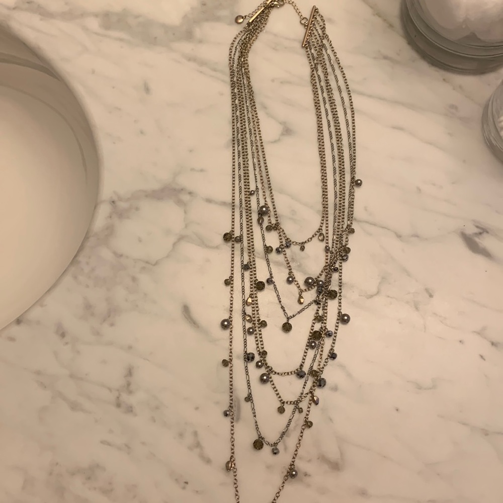 Silver necklace with beads